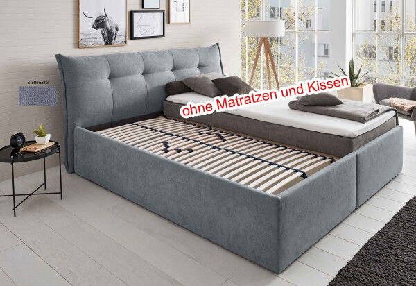 Polsterbett grau 160x200 mit Bettkasten