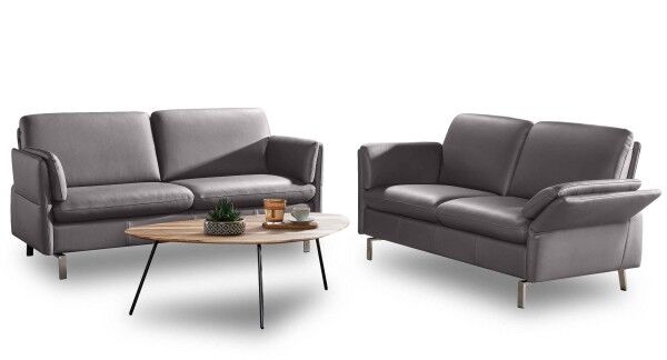 Belen Ledercouch grau 3 Sitzer