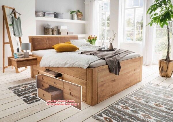 Holzbett mit Schubladen wildeiche