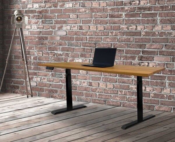 Woodpower Schreibtisch höhenverstellbar mit massiver Tischplatte wildeiche