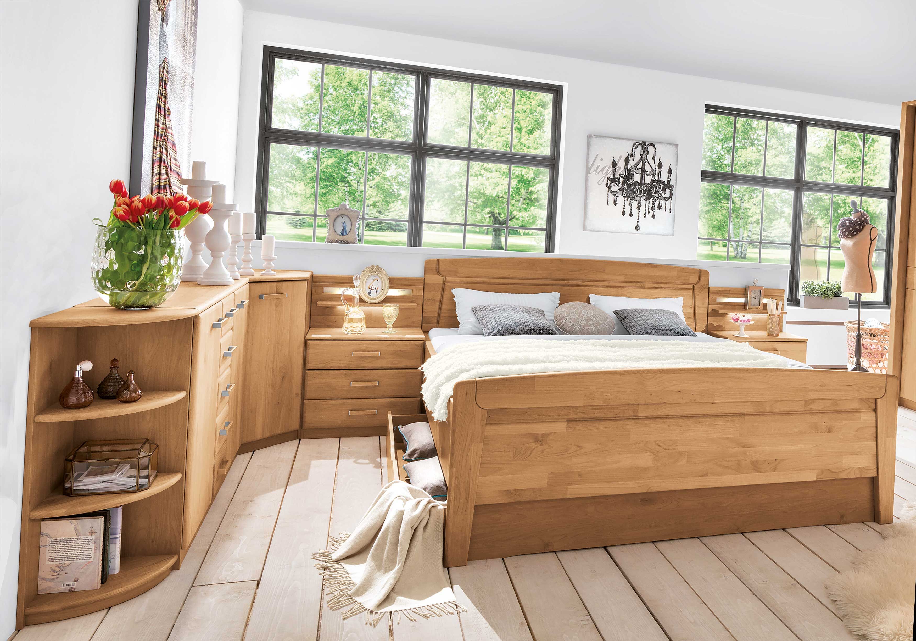 Wiemann Lausanne Bett erle teilmassiv Bettkasten optional | Möbelmeile24