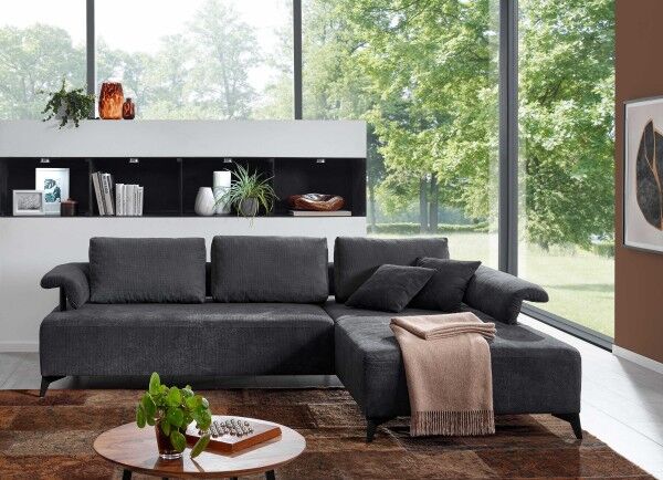 Dietsch Viktor modernes Sofa mit losen Rückenkissen schwarz kurzfristig