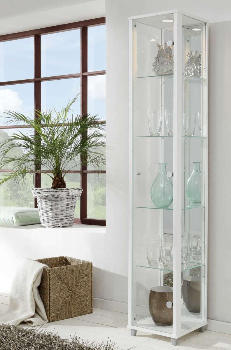 Glas Vitrine schmal in 7 Farben
